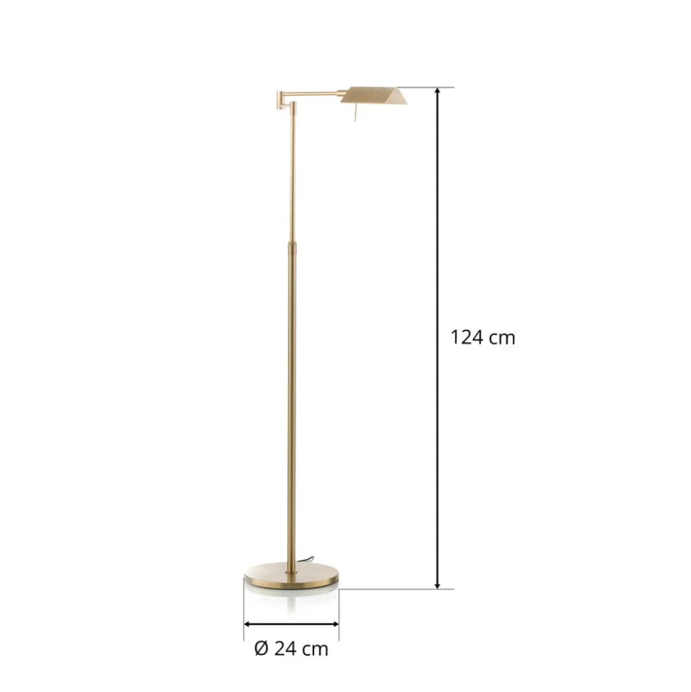 Danuta justerbar LED-gulvlampe, mat messing