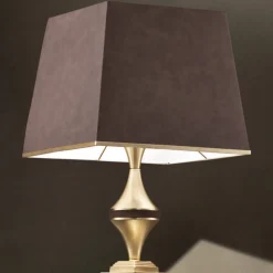 Darshan gulvlampe med brunt læderovertræk