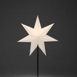 Dekolampe papirstjerne, 7-takket, hvid højde 65 cm
