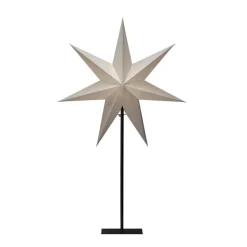 Dekolampe papirstjerne, 7-takket, hvid højde 80 cm