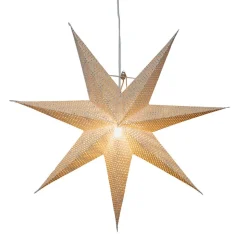 Dekostjerne af hvidt papir, hulmønster, 7 takker