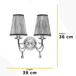 Delia væglampe, bronzefarvet, 2-lys, bredde 25 cm