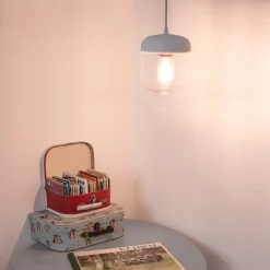 Designer pendellampe Acorn, hvid og poleret kobber