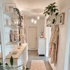 Designer pendellampe Acorn, hvid og poleret kobber