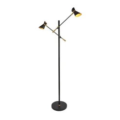 Diablo LED-gulvlampe, sort/guld, metal, justerbar