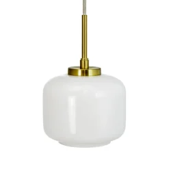 Dyberg Larsen Arp hængelampe, messingfarvet, glas, Ø 15 cm