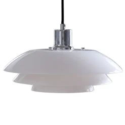 Dyberg Larsen DL31 hængelampe, glasskærm, krom