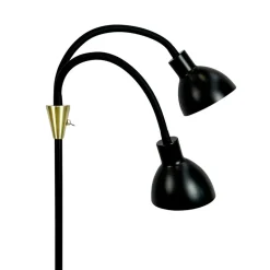 Dyberg Larsen Gulvlampe Lilje, sort, højde 135 cm, 2 lyskilder.