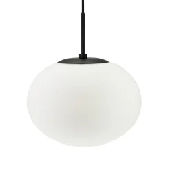 Dyberg Larsen Princess hængelampe, opal/sort, Ø 28 cm
