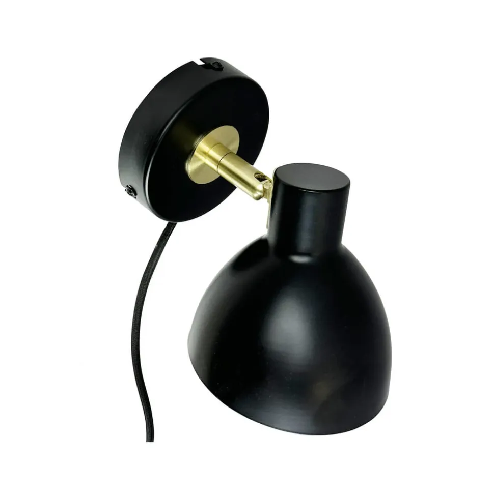 Dyberg Larsen væglampe Lilje, sort, Ø 16 cm, metal