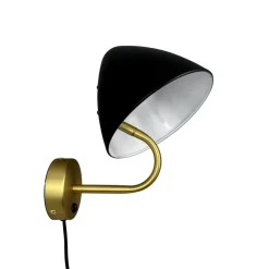 Dyberg Larsen væglampe Oulu, sort/messing, Ø 20,3 cm