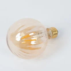 E27 3,8 W LED G95 2.700 K 340lm riller, rav, 2 stk