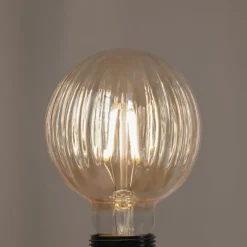 E27 3,8 W LED G95 2.700 K 340lm riller, rav, 5 stk