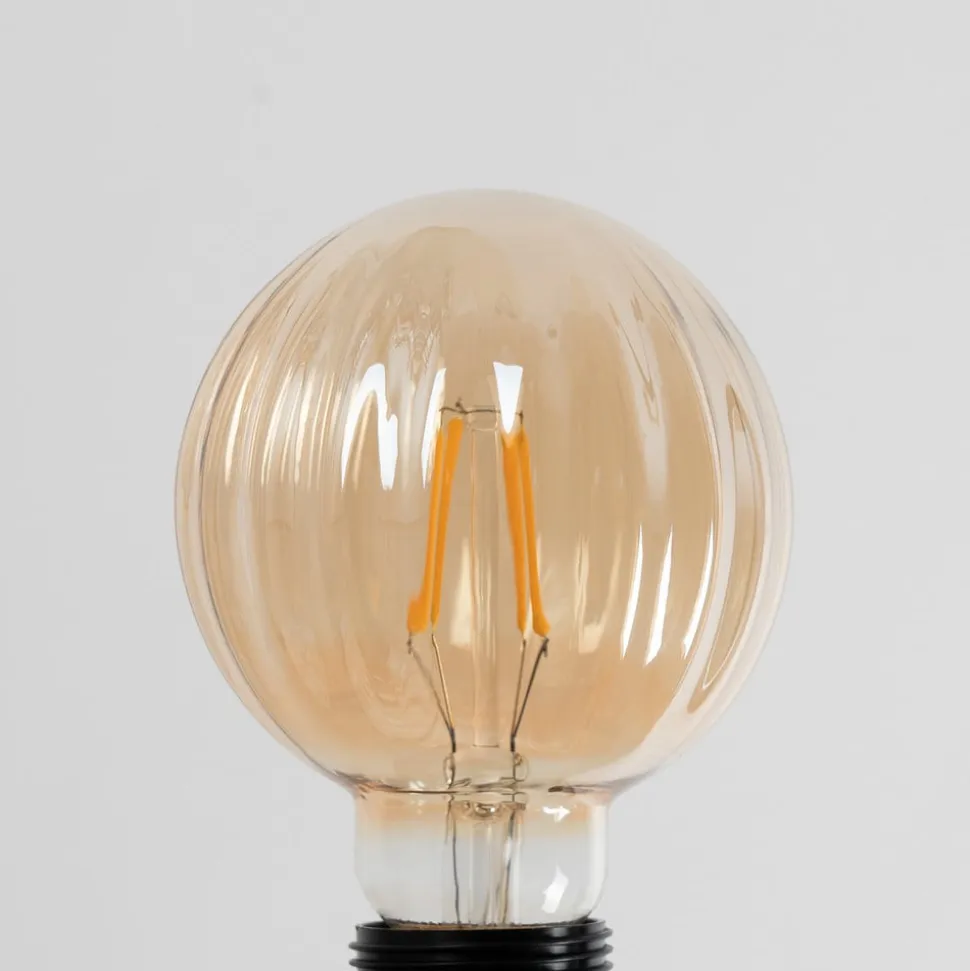 E27 3,8 W LED G95 2.700 K 340lm riller, rav, 5 stk