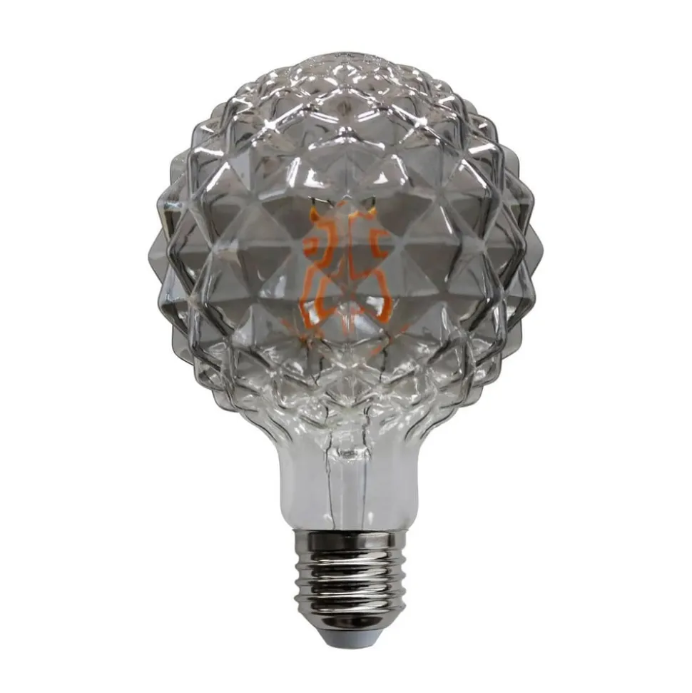 E27 3,8 W LED-pære G95 918 struktur, røg, 2 stk