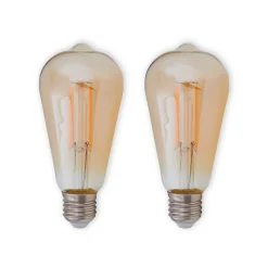 E27 rustik LED-pære 6 W 500lm rav 1.800 K, 2 stk