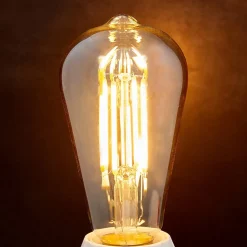 E27 rustik LED-pære 6 W 500lm rav 1.800 K, 2 stk