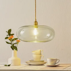 EBB & FLOW Horizon hængelampe, gul, røg Ø 36cm