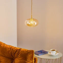 EBB & FLOW Horizon hængelampe, gul, røg Ø 21cm