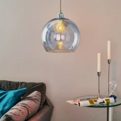 EBB & FLOW Rowan hængelampe blå-sølv Ø 28cm