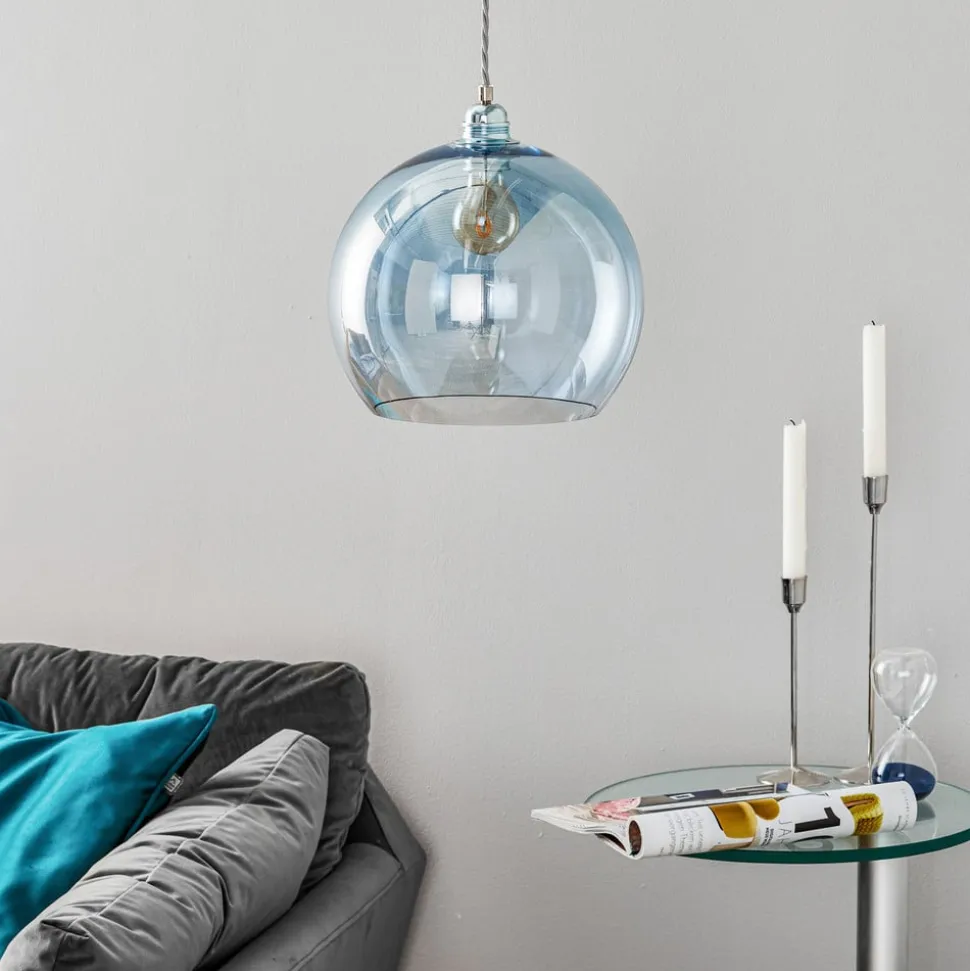 EBB & FLOW Rowan hængelampe blå-sølv Ø 28cm