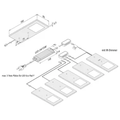 Eco-Pad F LED-underskabsbelysning, 5, 3.000 K, alu