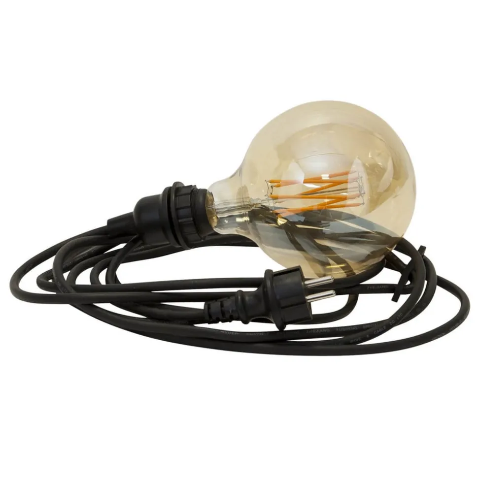 E27-fatning med Ute-kabel, 5 m, sort