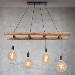 Egar Hængelampe i træ, 4 lyskilder
