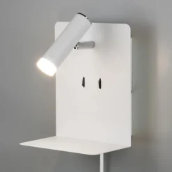 Element LED-væglampe med hylde, mat hvid