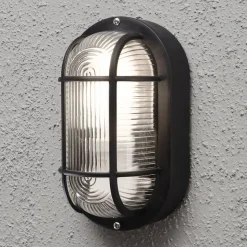 Elmas oval udendørs væglampe, sort