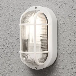 Elmas oval udendørs væglampe, hvid