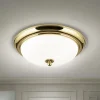 Empire loftlampe, Ø 35,5 cm, guld, matteret opalglas