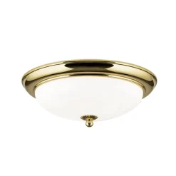 Empire loftlampe, Ø 35,5 cm, guld, matteret opalglas