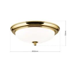 Empire loftlampe, Ø 35,5 cm, guld, matteret opalglas