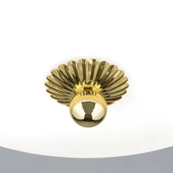 Empire loftlampe, Ø 35,5 cm, guld, matteret opalglas