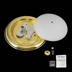 Empire loftlampe, Ø 35,5 cm, guld, matteret opalglas