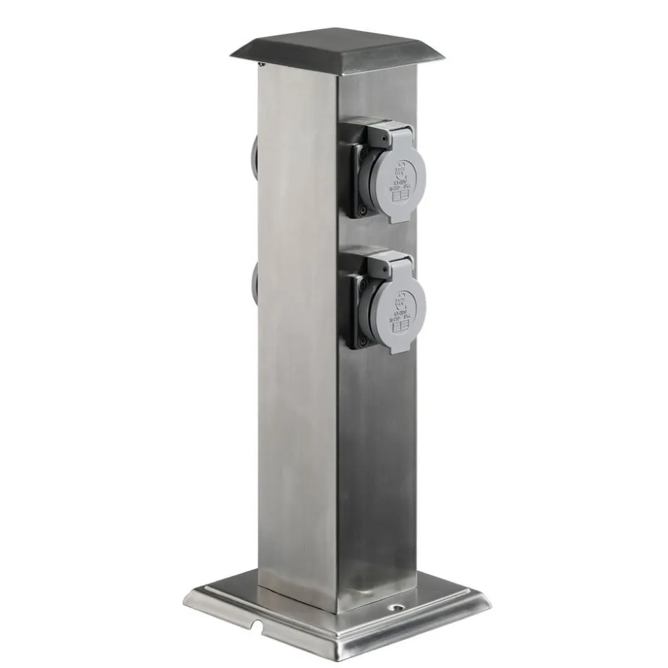 Energisøjle 400166 i stål med 4 stikkontakter