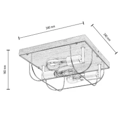 Envostar Neptuna loftslampe, firkantet, 3-lys.