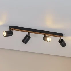 Envostar Tino loftspot med 4 lyskilder, sort/træ