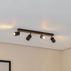 Envostar Tino loftspot med 4 lyskilder, sort/træ