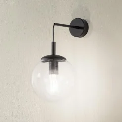 Esme væglampe, transparent, højde 45 cm, glas, E27