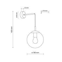 Esme væglampe, transparent, højde 45 cm, glas, E27
