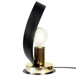 Euluna bordlampe Petla, sort/guld, metal, Ø 19 cm
