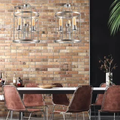 Euluna Constantine lysekrone i stål med 3 lyskilder