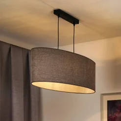 Euluna hængelampe Celine, cappuccino, chenille-stof, 80 cm