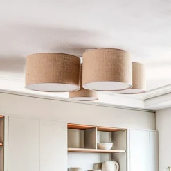 Euluna Lodge loftlampe, 4 lyskilder, jute