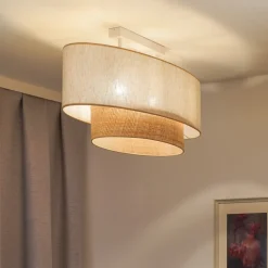 Euluna loftlampe Boho Cotton, beige, raffia natur, 80 cm