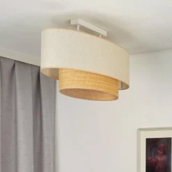 Euluna loftlampe Boho Cotton, beige, raffia natur, 80 cm