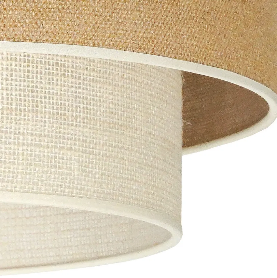 Euluna loftlampe Boho Jute, naturbrun/hvid, Ø 45 cm