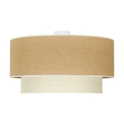 Euluna loftlampe Boho Jute, naturbrun/hvid, Ø 60 cm